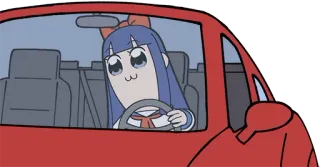 🚗 anime, cartoon, car, driving, cute, funny telegram sticker