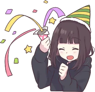 🎉 anime, girl, party, celebration, confetti telegram sticker