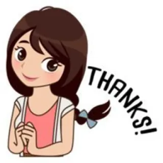 🙏 THANKS! ขอบคุณ, ผู้หญิง, การ์ตูน, ความกตัญญู, ขอบคุณ telegram sticker