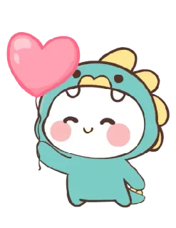 💕 cute, dinosaur, heart, cartoon, kawaii, animal telegram sticker