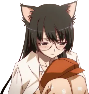 😿 anime, cat ears, glasses, kawaii telegram sticker