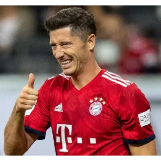 👍 Robert Lewandowski fútbol, atleta, fútbol, pulgar arriba, Lewandowski, Bayern Múnich, jugador telegram sticker
