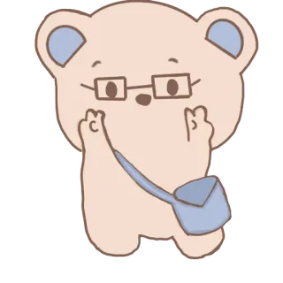 ✌ bear, animal, cute, glasses, kawaii, cartoon, illustration telegram sticker