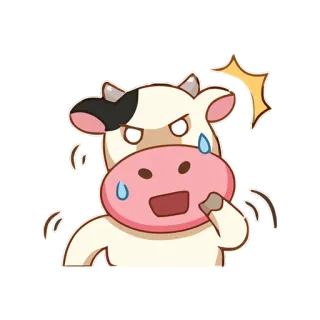 🙁 krowa, kreskówka, zwierzę, naklejka, słodki, emoji, bydło telegram sticker