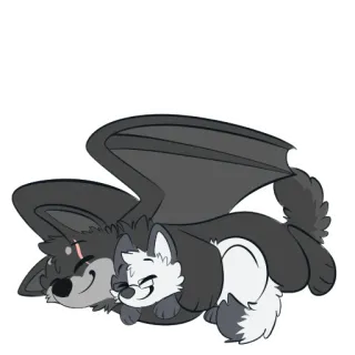 💜 狼, ハグ, 睡眠, 漫画, 動物, かわいい, 可愛い telegram sticker