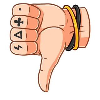 👎 Kciuk w dół, Nie lubię, Gest dłoni, Emoji, Palec, Kreskówka telegram sticker