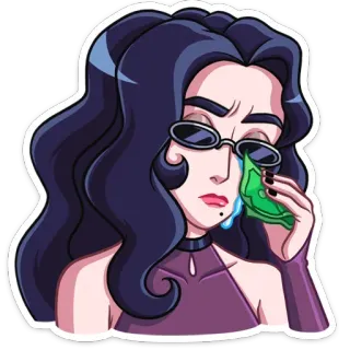 😭 menangis, uang, sedih, stiker, berambut cokelat telegram sticker