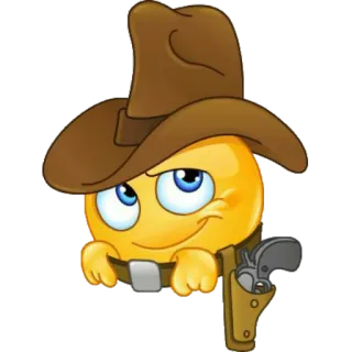 🤠 Emoji, Cow-boy, Pistolet, Western, Dessin animé whatsapp sticker