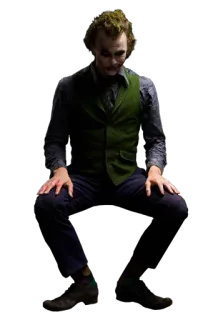 😏 Joker The Dark Knight villain, Heath Ledger, DC Comics, crime, clown telegram sticker