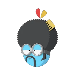 💂 cartone animato, personaggio, afro, capelli, blu, pettine, occhiali telegram sticker