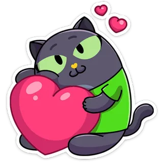 ❤️ cat, heart, love, cartoon, sticker, animal, cute telegram sticker