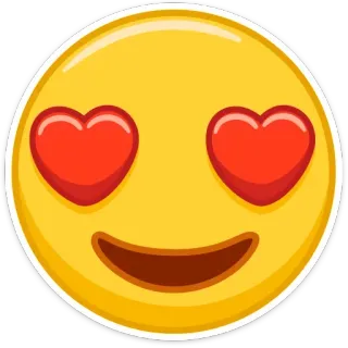 😍 絵文字, ハート, 愛, 黄色, 幸せ telegram sticker