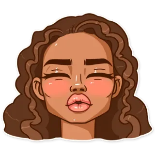 💋 woman, cartoon, girl, face, kiss, blush, portrait telegram sticker