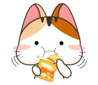 😋 猫, 食べる, おやつ, チップス, 可愛い, 漫画, ステッカー telegram sticker
