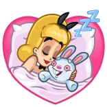 😴 ZZZ сон, мультфильм, кролик, блондинка, подушка, кровать, zzz, мечтает telegram sticker