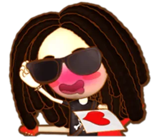 😎 cartoon, heart, love, character, sunglasses, dreadlocks, cute telegram sticker