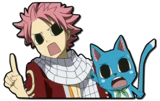 😱 Natsu Dragneel Fairy Tail anime, fairy tail, natsu dragneel, happy, cartoon, sticker telegram sticker