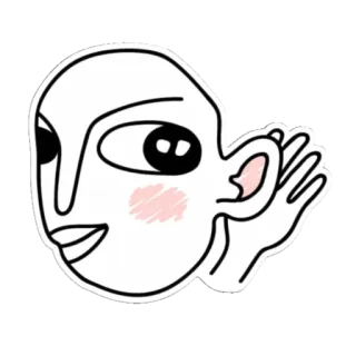 🤫 wajah, telinga, sketsa, kepala, minimalis whatsapp sticker