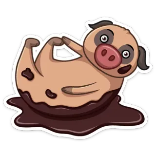 🐷 pig, mud, cute, animal, cartoon, sticker telegram sticker