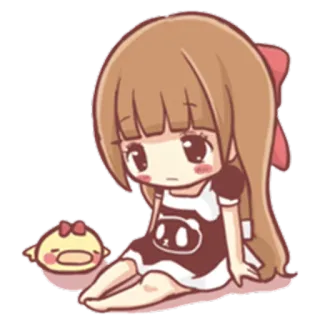 😔 귀여운, 만화, 소녀, 애니메이션, 슬픈 telegram sticker