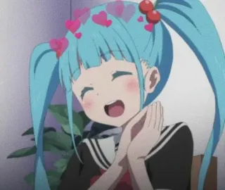 💕 anime, girl, hearts, cute, happy telegram sticker