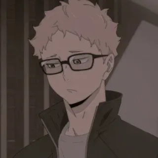 😞 Kei Tsukishima Haikyuu!! 애니메이션, 캐릭터, 안경, 하이큐, 츠키시마 케이, 배구 telegram sticker