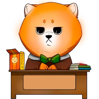 😐 собака, офис, стол, книги, галстук-бабочка, печенье telegram sticker