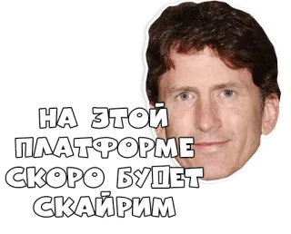 😀 Skyrim НА ЭТОЙ ПЛАТФОРМЕ СКОРО БУДЕТ СКАЙРИМ Skyrim, Todd Howard, Gaming, Meme, Jogo, Elder Scrolls telegram sticker