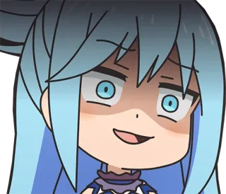 😶 Aqua Konosuba anime, female, blue hair, cartoon, cute telegram sticker