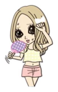 😓 stiker, penggemar, keringat, kawaii, imut, kartun, gadis telegram sticker