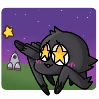 🤩 spin, ster, raket, cartoon, nacht, schattig telegram sticker