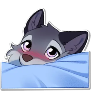 🤭 cute, wolf, bed, sleepy, animal telegram sticker