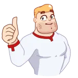👍 Cartone animato, Pollice in su, Positivo, Uomo, Muscoloso, Personaggio telegram sticker