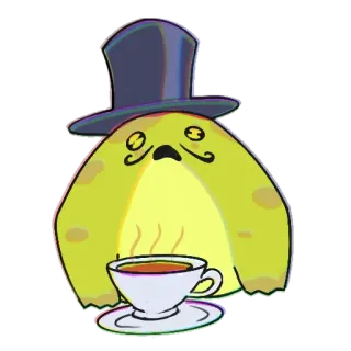 ☕ Cartoon, Tee, Niedlich, Blob, Zylinder, Gentleman telegram sticker
