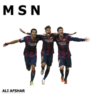 ⚽ MSN ALI'AFSHAR sepak bola, soccer, tim, olahraga, pemain, MSN, Barcelona telegram sticker