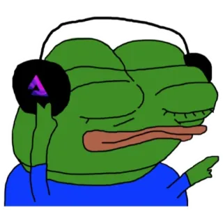 🎧 Pepe the Frog เปเป้, กบ, มีม, หูฟัง, เพลง, ฟัง telegram sticker