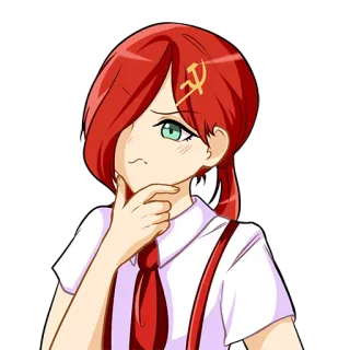 🤔 Anime, Communisme, cheveux roux, cravate, faucille et marteau whatsapp sticker