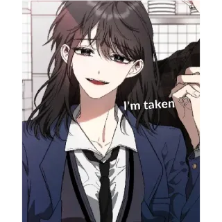 😁 I'm taken Fille anime, Pris(e), Amour, Romantique, Relation telegram sticker