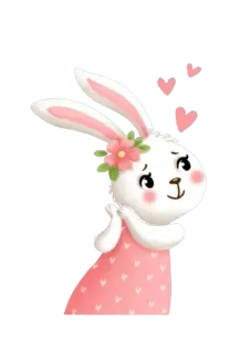 🐰 กระต่าย, น่ารัก, สัตว์, หัวใจ, ดอกไม้, ชุดเดรส, คิวท์ telegram sticker