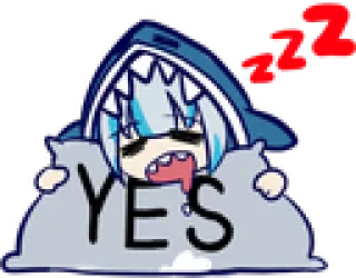 😴 Gawr Gura YES Anime, Tiburón, VTuber, Gawr Gura, Sí whatsapp sticker