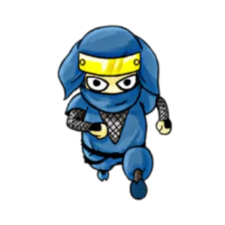 🏃‍♂️ Ninja, Dessin animé, Bleu, Masqué, Course, Personnage telegram sticker