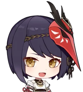 🍁 Kujou Sara Genshin Impact Anime, Video game, Genshin Impact, Kujou Sara, Karakter, Chibi, Stiker whatsapp sticker