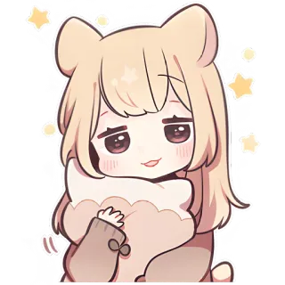 😴 애니메이션 여자, 귀여운, 귀엽다, 치비, 곰, 별, 여자 telegram sticker