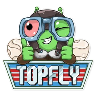 👍 TOPFLY desenho animado, mosca, piloto, topfly, avião, aviação telegram sticker