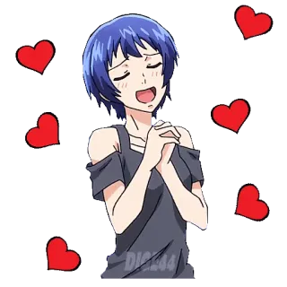 😍 Anime, Mädchen, Herzen, Liebe, Süß telegram sticker