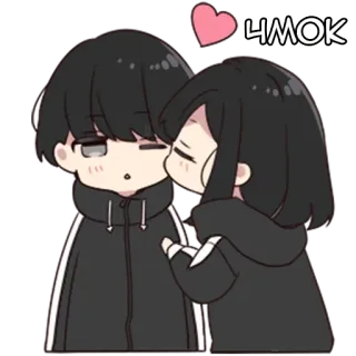 💋 ЧМОК beso, amor, pareja, anime, lindo, romance, dibujos animados telegram sticker