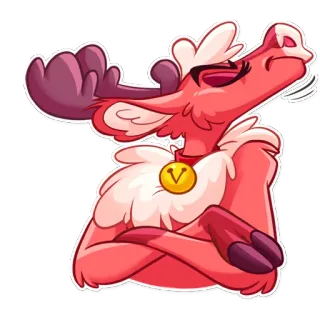 😒 Elch, Tier, Cartoon, Rot, Glocke, Geweih, Einstellung telegram sticker
