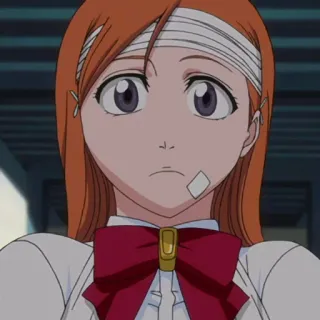 😳 Orihime Inoue Bleach anime, cartoon, injured, bandage telegram sticker