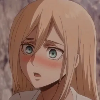 😶 Krista Lenz Attack on Titan Anime, Feminino, Loira, Corando, Personagem, Fofa whatsapp sticker
