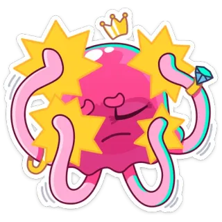 🤦‍♀️ sticker, cartoon, character, crown, ring, pink, star, cute telegram sticker